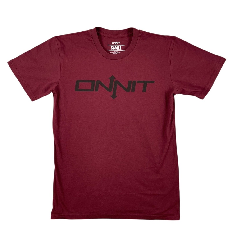 Onnit T-Shirt Mens S Burgundy Short Sleeve Crew Neck Logo Graphic Printed in USA